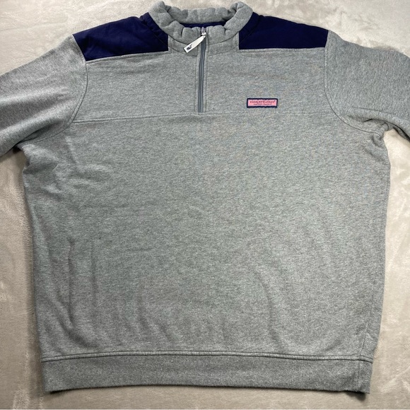 Vineyard Vines Sweater Men's Sz 2XL Gray Pullover Quarter Zip - Picture 2 of 11